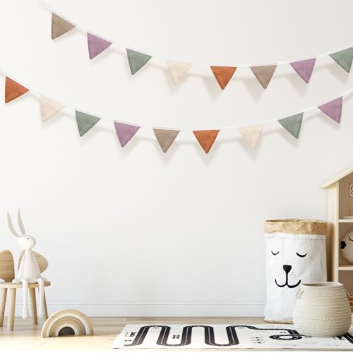 Oudain 2 Pcs Pennant Banner Flags Nursery Garland Triangle, Rich Color - Image 5