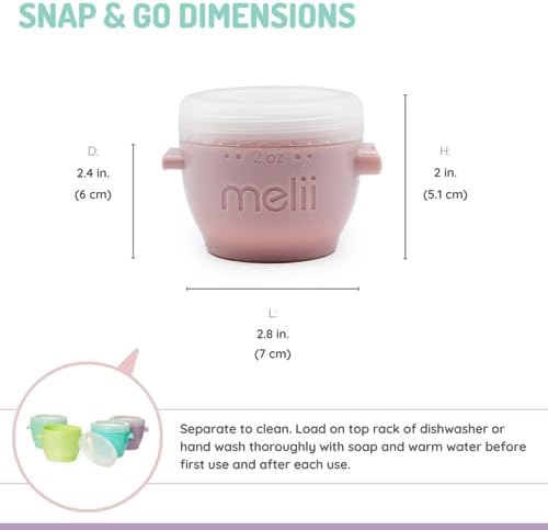 melii Snap & Go Baby Food Storage Containers | 6 Pack 2 oz, Stackable Snack - Image 3