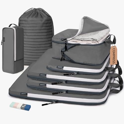 CherryNow 7 Set Compression Travel Packing Cubes by CherryNow
