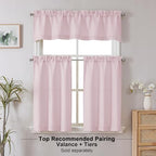 Chyhomenyc Blush Pink Valance for Windows, Light Filtering Faux Linen Textured - Image 2