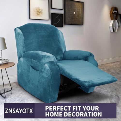 ZNSAYOTX Stretch Velvet Recliner Cover 4-Pieces, Thick Soft Recliner Chair - Image 2