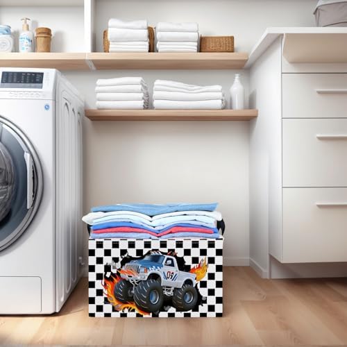 Racing Car Storage Basket Monster Truck Toy Book Shelf Basket Kid Room Decor - Image 4