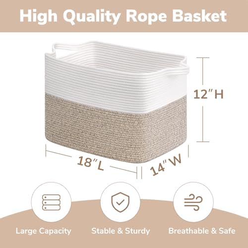 Goodpick 50L Large Woven Storage Basket, Light Brown - Image 3