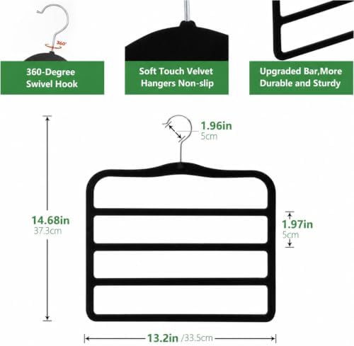 2 Pack Non-Slip Velvet Pants Hangers, Magic Space Saving Closet Organizers - Image 3