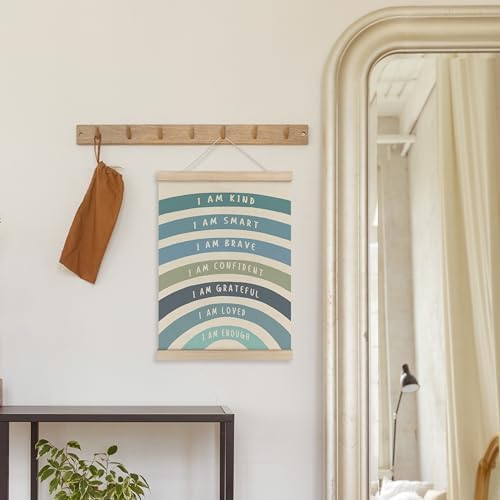 HRQKO Blue I Am Kind Smart Inspirational Poster Hanger Frame, Boho Rainbow Wall - Image 4