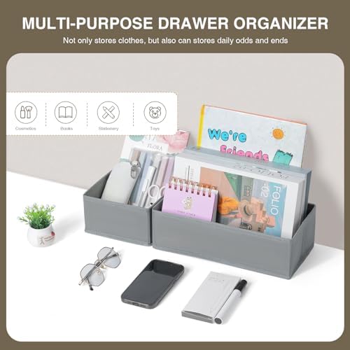 DIMJ Drawer Organizers Clothes, Fabric Closet Organizers and Storage, Shallow - Image 4