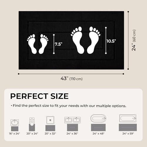 GRANNY SAYS Black Bathroom Rug 24" x 43", Non-Slip Microfiber Bath Mat - Image 2