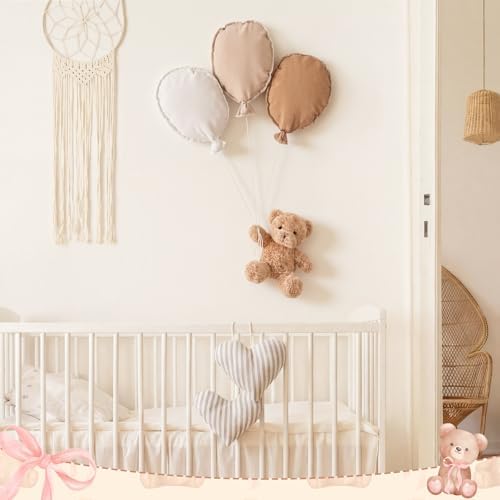 Gejoy 4 Pcs Nursery Wall Decor Blue Fabric Balloon Bear Decorations - Image 5