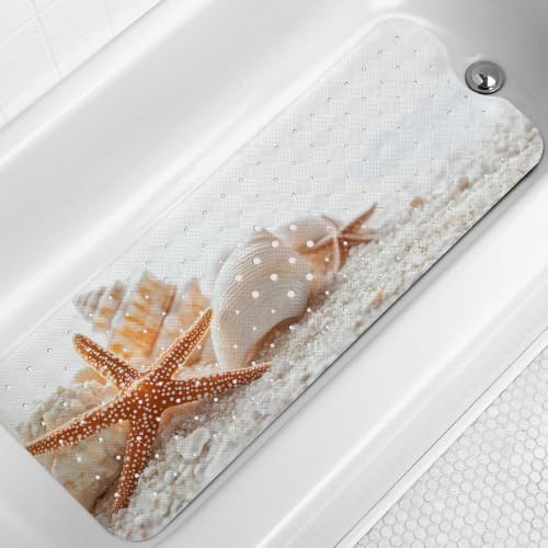 LNOND Summer Beach Bathtub Mat Non Slip, 40 X 16 Inch Tub Mat by Lnond