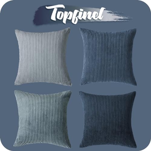 Topfinel Decorative Throw Pillow Covers Dusty Blue Navy Series 18x18 Inch Set - Image 7
