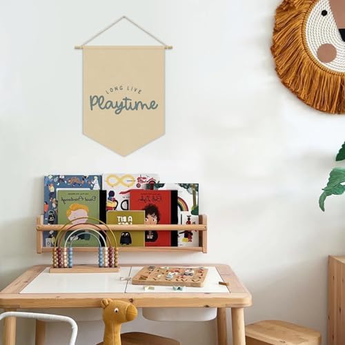 Playroom Decor, Long Live Playtime Neutral Linen Canvas Banner, Play Room Wall - Image 3
