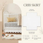 28 x 52 Inch White Crib Skirt 14 Inch Drop, Scalloped Crib Bed Skirt - Image 2