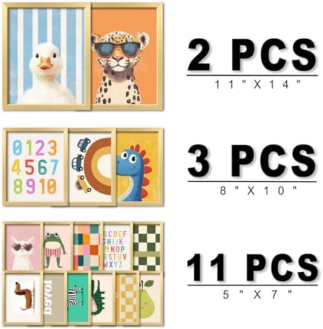 16 PCS Framed Kids Wall Art Decor, Baby Girl & Boy Nursery Decor, Toddler Room - Image 2
