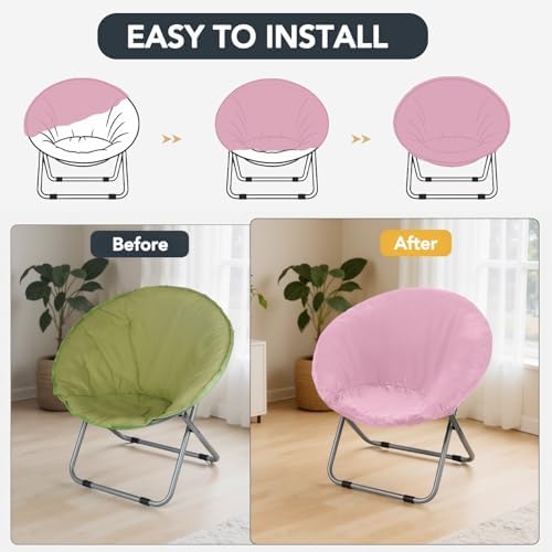 Velvet Stretch Saucer Chair Cover, Round Moon Chair Cover - Image 5