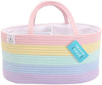 OrganiHaus Pastel Rainbow Rope Diaper Caddy Organizer, Nursery Basket by OrganiHaus