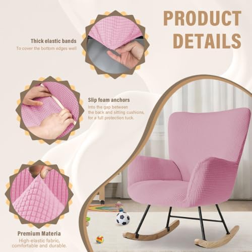Nursery Rocking Chair Cover Stretch Glider Chair Covers Jacquard Modern Reading - Image 3