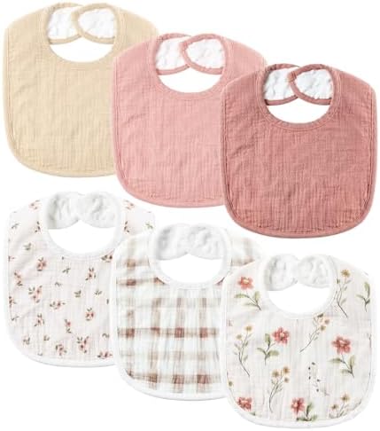 POIKSHARK 6-Pack Muslin Baby Bibs by POIKSHARK