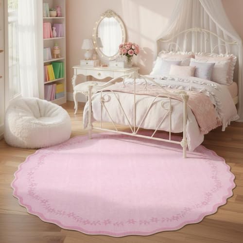 GarveeHome Round Rugs 6ft Scalloped Washable Circle Rug - Image 2