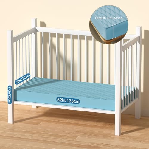 2Pack Waterproof Crib Mattress Protector, Cotton 52X28 Fitted Crib Sheets Crib - Image 2