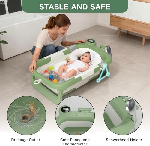 Foldable Baby Bathtub for Newborn to Toddler, Portable Baby Bath Tub for Travel - Image 4