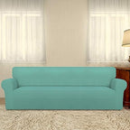 PureFit Stretch Couch Covers for Sofa 4 Seater Slipcovers Cyan - Image 2