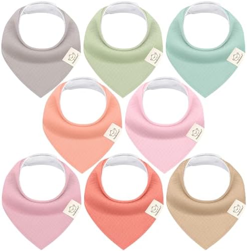 8pk Organic Baby Bandana Bibs for Drooling Teething by KeaBabies