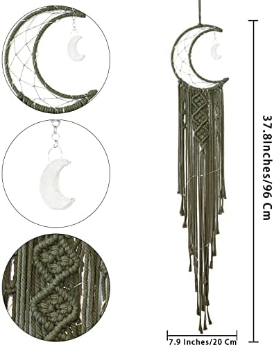 Boho Macrame Wall Hanging, Crochet Moon Star Dream Catcher - Image 5