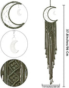 Boho Macrame Wall Hanging, Crochet Moon Star Dream Catcher - Image 5