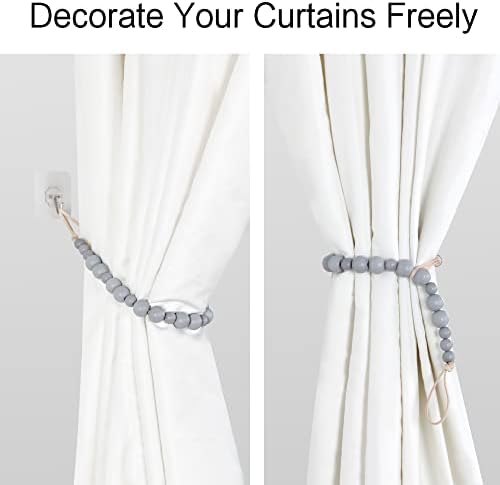 2 Pack Wood Bead Curtain Tieback Boho Curtain Tiebacks Curtain Holdbacks - Image 4