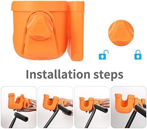 Suranew Cup Holder with Phone for Walker Wheelchair Stroller Orange - Image 3