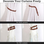 Hion 2 Pcs Boho Curtain Tiebacks, Wood Beads Curtain Holdbacks, Outdoor - Image 3