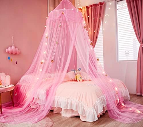 Bed Canopy for Girls with Star Lights, Princess Canopy Bed Curtains Mosquito by Nattey