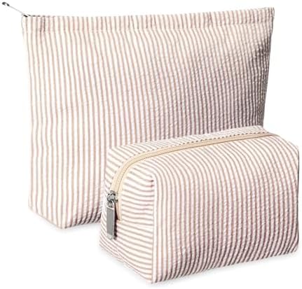 Huhumy 2 Pcs Makeup Bag Set for Women, Thin Stripe by Huhumy