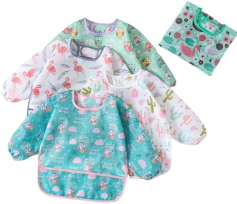 5 Pcs Long Sleeved Baby Toddler Bibs Waterproof Sleeved Bib 3-24 Months by HaimoBurg
