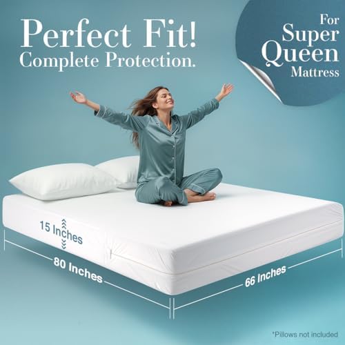 Utopia Bedding Mattress Protector Zippered Super Queen Size, 100% Waterproof - Image 2