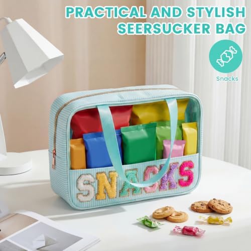 Sanwuta Seersucker Snacks Bag Chenille Letter Clear Makeup Bag - Image 4
