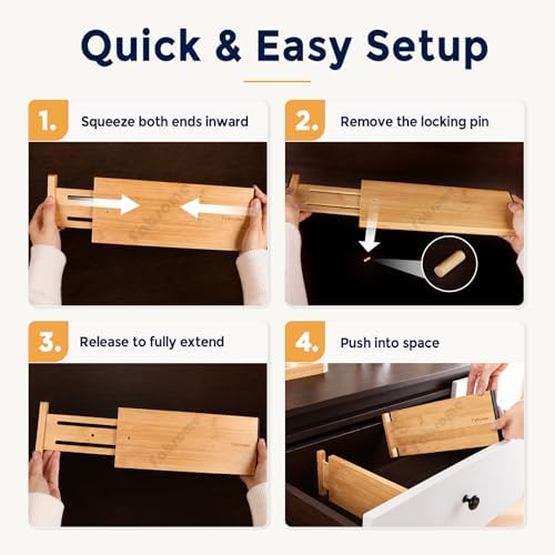 Fabsome Dresser Drawer Organizers 6 Pack, 4.65'' High Adjustable from 17-22‘’ - Image 6