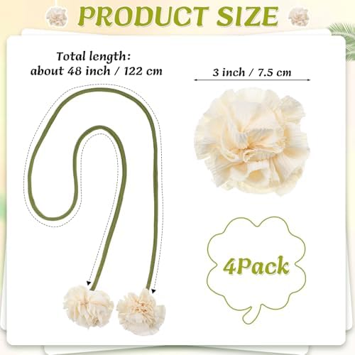 Tegeme 4 Pcs Curtain Tiebacks Flower Curtain Holdbacks Boho Floral Drapery - Image 2