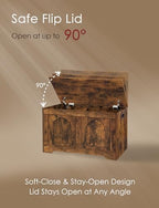 DINZI LVJ Storage Chest, Wooden Toy Box, Rustic Brown 31.5" L - Image 4