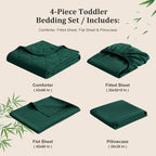 BEDSUM 4pc Toddler Cooling Bedding Set, Rayon Made from Bamboo, Dark Green - Image 5