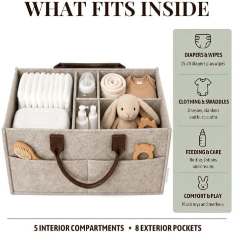 Felt Diaper Caddy Organizer, Nursery & Car Organizer - Image 3