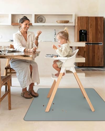 Blissful Diary Baby Splat Mat for Under High Chair, 50.4 x 50.4 Inch Wipeable - Image 5