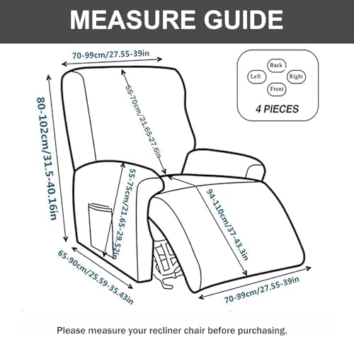 Recliner Chair Covers 4-Pieces Recliner Slipcovers Lazy Boy Chair Covers - Image 4