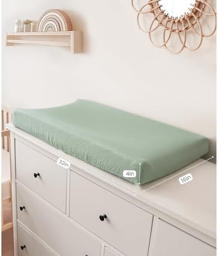 Konssy 100% Cotton Muslin Changing Pad Cover 2 Pack - Image 3