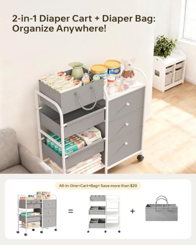2in1 Baby Diaper Caddy Organizer and Storage Cart - Image 3