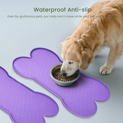 PWTAA Dog Food Mat Anti-Slip Silicone Dog Bowl Mat Thicker Pet Placemat - Image 3