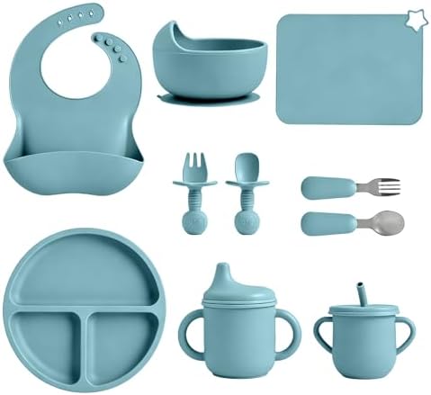 Silicone Baby Feeding Set 10 Pcs, Baby feeding essentials by JELLDJKSiliconeBabyFeeding