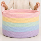 OrganiHaus Rainbow Toy Basket & Blanket Storage Bin, Nursery 20x13" by OrganiHaus