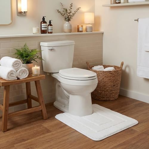 GRANNY SAYS White U Shaped Toilet Rug 20" x 24", Non-Slip Bath Mat by GRANNYSAYS