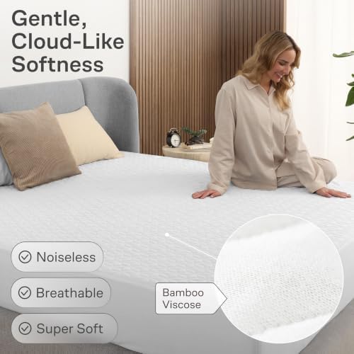 100% Waterproof Noiseless & Breathable Queen Size Mattress Protector -White - Image 4